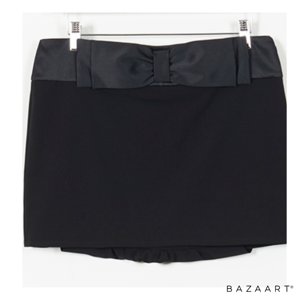 Just Cavalli Black Mini Skirt with front Satin Bow